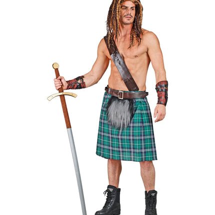 Widmann SRL Groene schotse kilt met heuptas