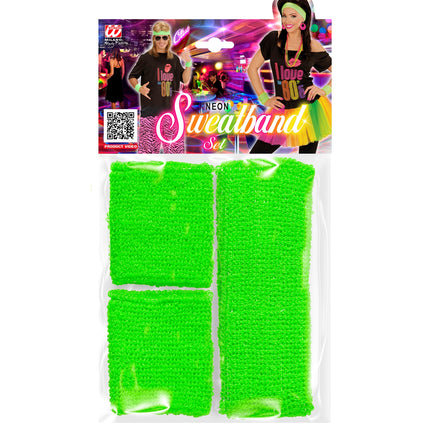 Widmann SRL Groene zweetbanden neon set