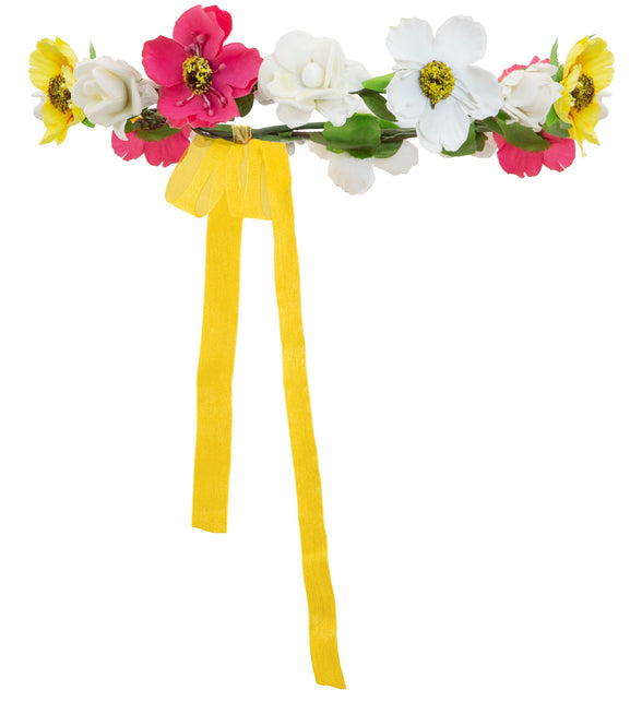 Widmann SRL Haarband bloemen wit rood geel met lint