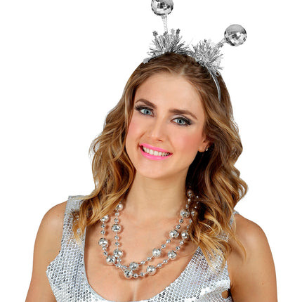 Widmann SRL Haarband disco ballen zilver