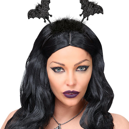 Widmann SRL Haarband met vleermuizen en marabou