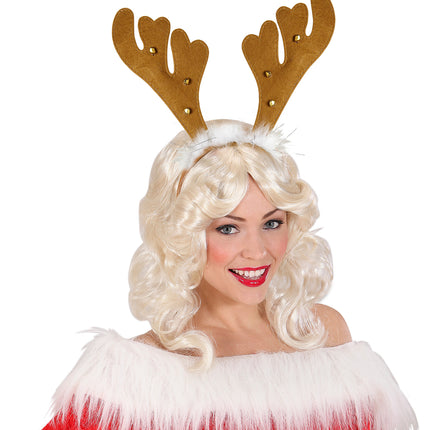 Widmann SRL Haarband rendier gewei met marabou en belletjes