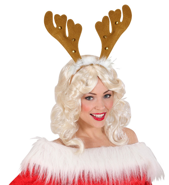 Widmann SRL Haarband rendier gewei met marabou en belletjes