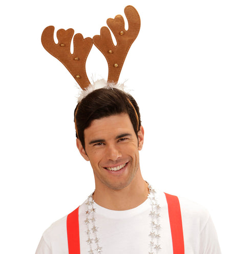 Widmann SRL Haarband rendier gewei met marabou en belletjes