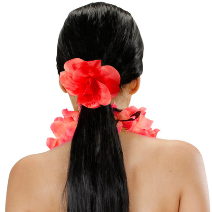 Widmann SRL Haarbloem rood met elastiek