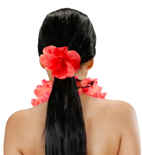 Widmann SRL Haarbloem rood met elastiek