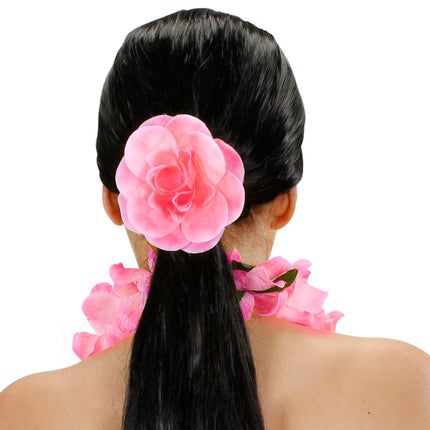 Widmann SRL Haarbloem roze met elastiek