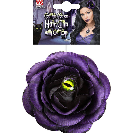 Widmann SRL Haarclip paars roos met kattenoog