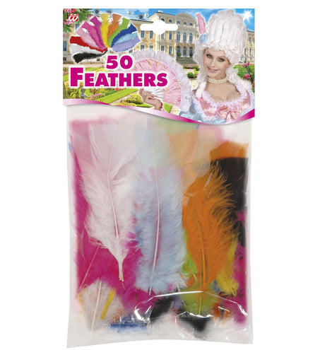 Widmann SRL Halloween decoratie zakje met 50 veertjes zwart