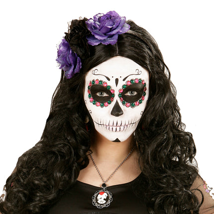 Widmann SRL Halloween haarbandje met zwart paarse rozen