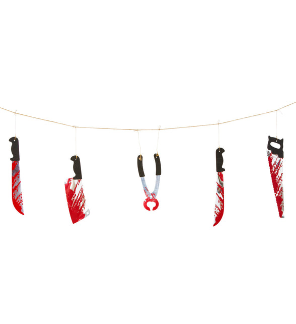 Widmann SRL Halloween slinger vlaggenlijn met bloed messen zagen en tang