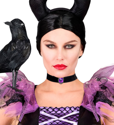 Widmann SRL Halsband fluweel zwart met paarse steen