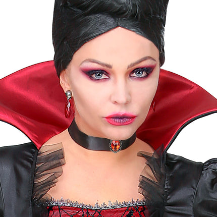 Widmann SRL Halsband fluweel zwart met rode steen