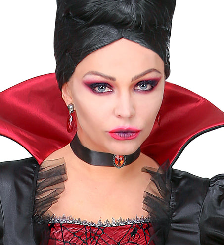 Widmann SRL Halsband fluweel zwart met rode steen