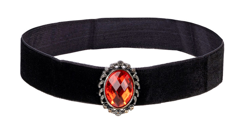 Widmann SRL Halsband fluweel zwart met rode steen