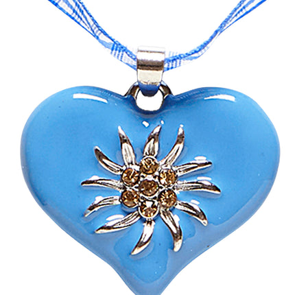 Widmann SRL Halsketting met azuurblauw hart en edelweiss