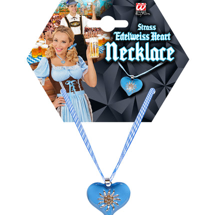 Widmann SRL Halsketting met azuurblauw hart en edelweiss