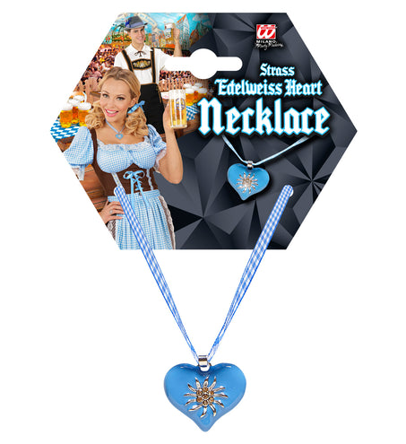 Widmann SRL Halsketting met azuurblauw hart en edelweiss