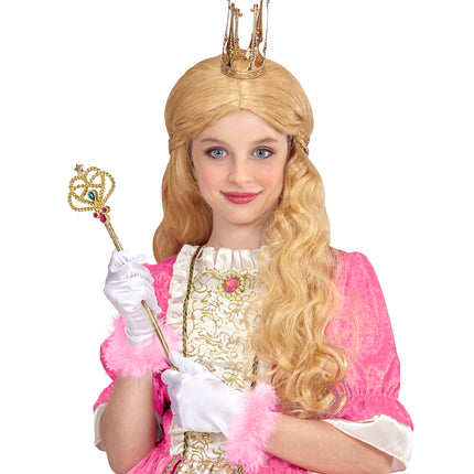 Widmann SRL Handschoen wit met roze marabou