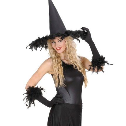 Widmann SRL handschoenen met veren zwart