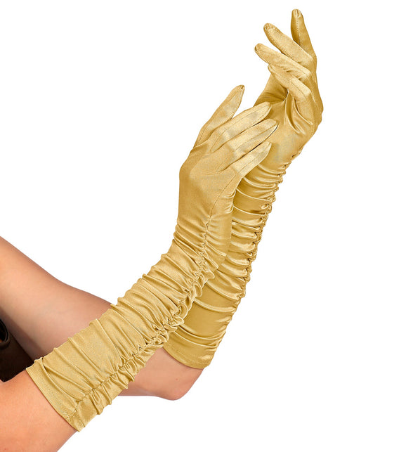 Widmann SRL Handschoenen satijn plissé goud