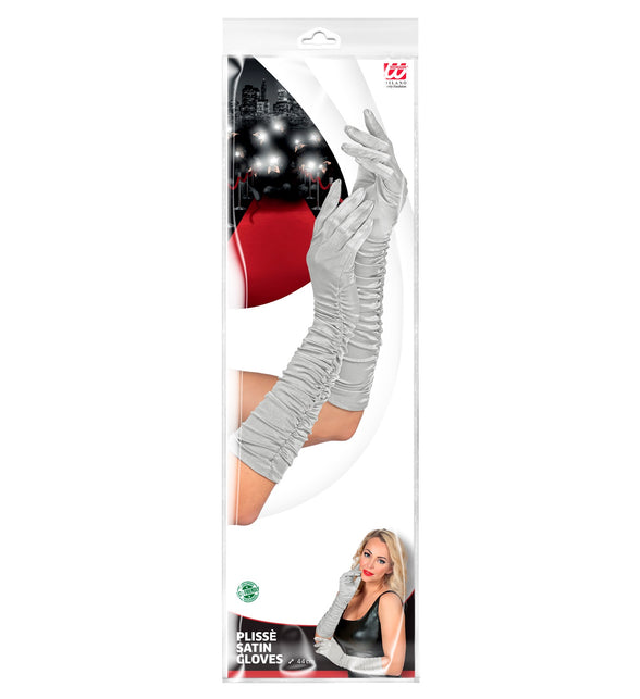 Widmann SRL Handschoenen satijn plissé zilver