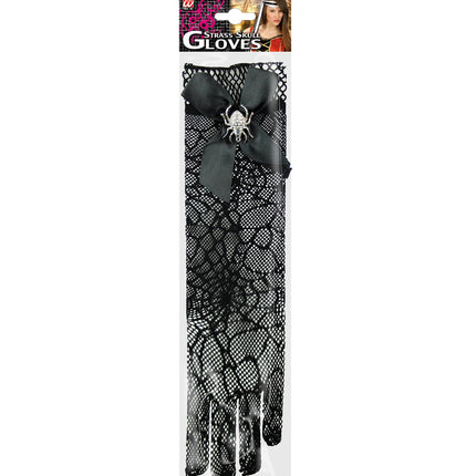 Widmann SRL Handschoenen spinnenweb met strass schedel
