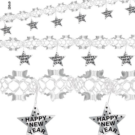 Widmann SRL Happy new year laser slinger zilver 3 meter