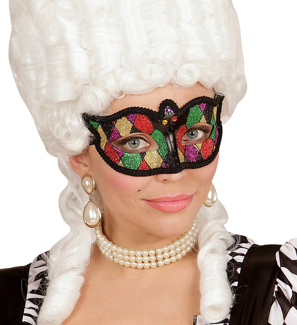 Widmann SRL Harlekijn oogmaskers met glitters