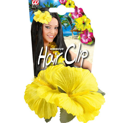 Widmann SRL Hawaii bloem haarclip geel