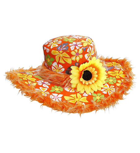 Widmann SRL Hawaii hoed oranje met bloemen