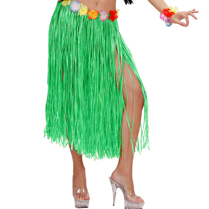 Widmann SRL Hawaii rok groen met bloemenriem lang