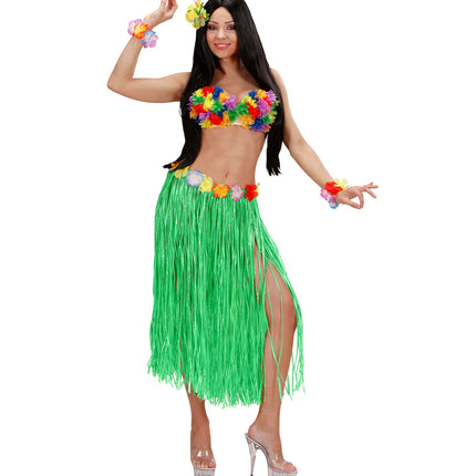 Widmann SRL Hawaii rok groen met bloemenriem lang