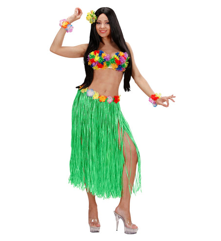 Widmann SRL Hawaii rok groen met bloemenriem lang