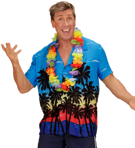 Widmann SRL Hawaii shirt blauw palmbomen