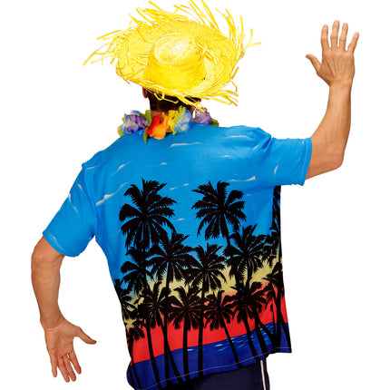 Widmann SRL Hawaii shirt blauw palmbomen