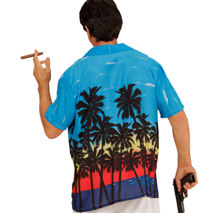 Widmann SRL Hawaii shirt blauw palmbomen