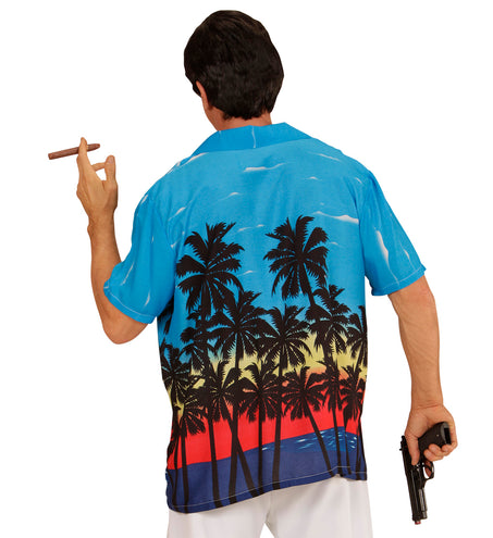 Widmann SRL Hawaii shirt blauw palmbomen