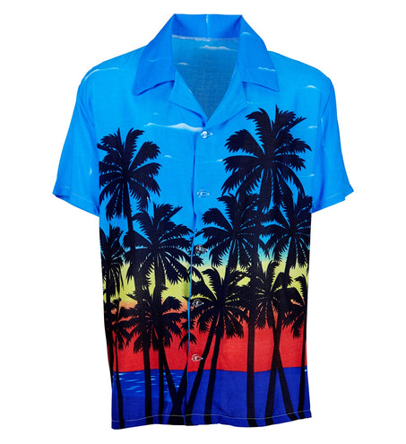 Widmann SRL Hawaii shirt blauw palmbomen