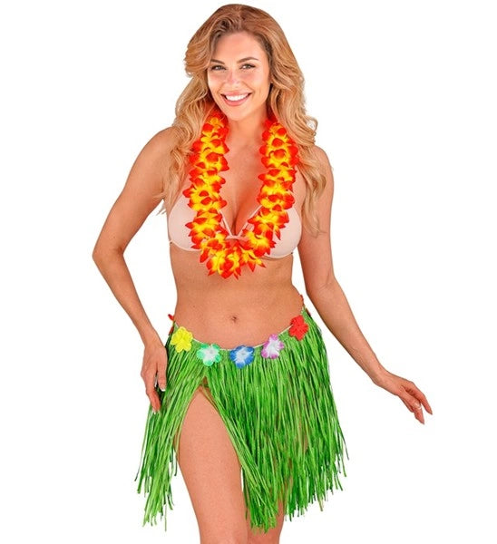 Widmann SRL Hawaiirokje groen met bloemenriem 40cm Maud