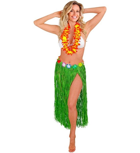 Widmann SRL Hawaiirokje groen met bloemenriem 80cm Eva