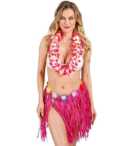 Widmann SRL Hawaiirokje roze met bloemenriem 40cm Sophie