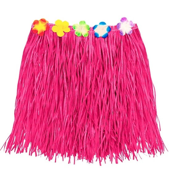 Widmann SRL Hawaiirokje roze met bloemenriem 40cm Sophie