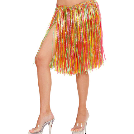 Widmann SRL Hawaiirokje stro meerkleurig 55cm