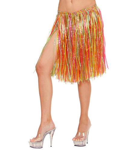 Widmann SRL Hawaiirokje stro meerkleurig 55cm