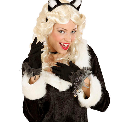 Widmann SRL Heksen handschoenen met zilveren nepnagels