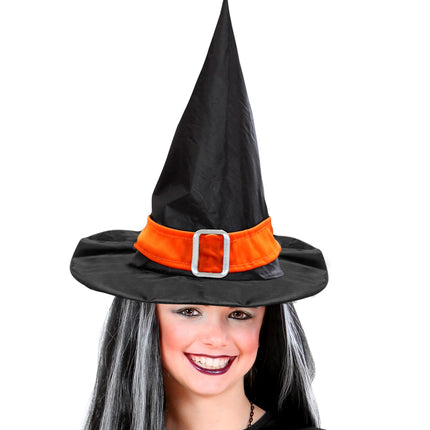 Widmann SRL Heksen hoed kind met oranje riem