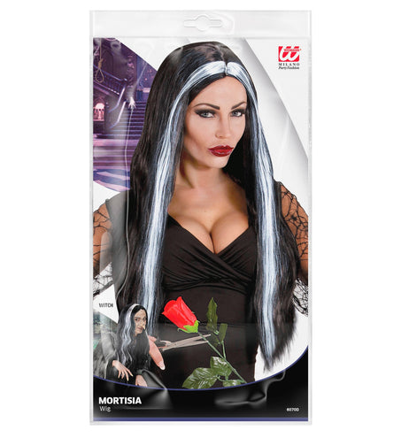 Widmann SRL Heksen pruik zwart met wit