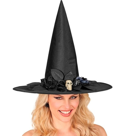 Widmann SRL Heksenhoed met schedel, strik, bloemen Zoë