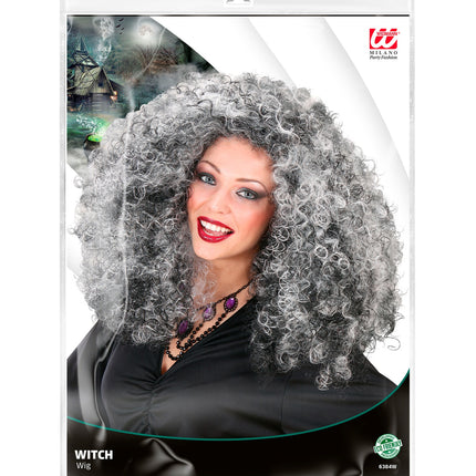 Widmann SRL Heksenpruik grijze krullen